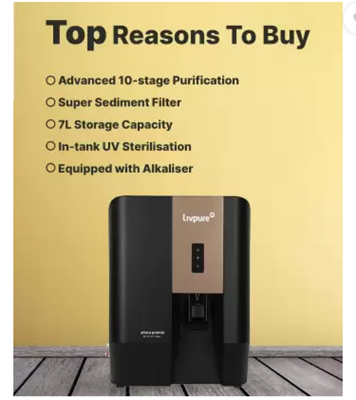 Buy Livpure 7 Liter Allura Premia 10 Stage Advanced Purification, RO+UV+UF+Copper+Alk+Mineraliser, In Tank UV Sterilisation Water Purifier at Best Price in Bangladesh