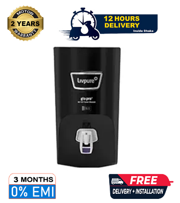 Buy Livpure GLO PRO+ 7 Litre Storage, RO+UV, Suitable for Borewell, Tanker, Municipal Water Black at Best Price in Bangladesh