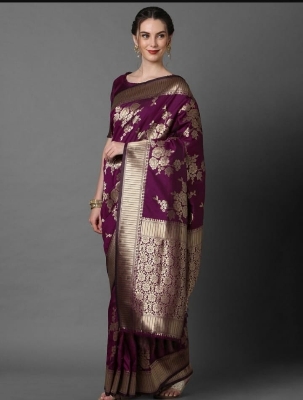 Buy Stylish & Glorious Printed Silk Saree With Blouse Piece FREE  at Best Price In Bangladesh