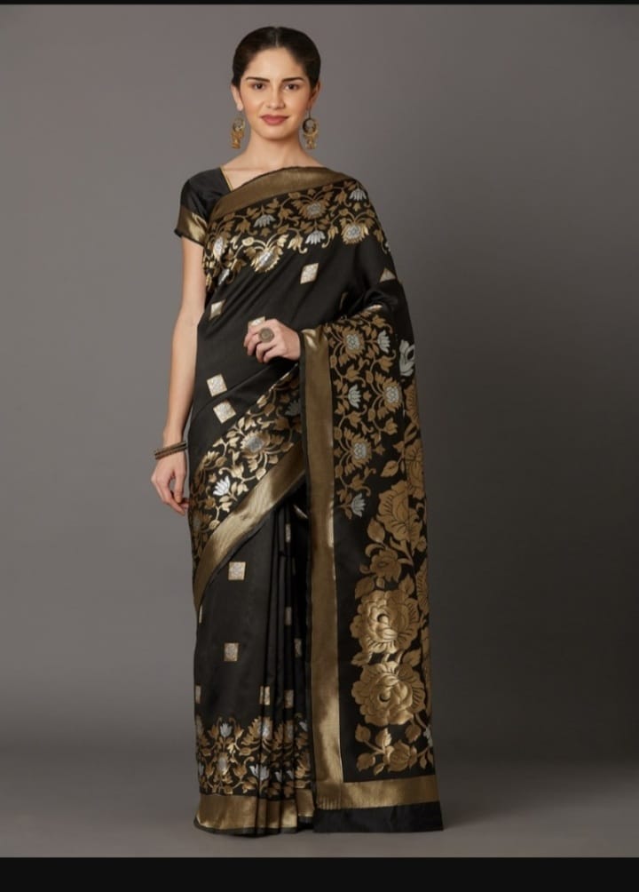 Buy Stylish & Glorious Printed Silk Saree With Blouse Piece FREE  at Best Price In Bangladesh