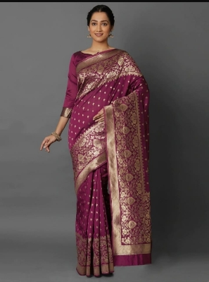 Buy Stylish & Glorious Printed Silk Saree With Blouse Piece FREE  at Best Price In Bangladesh