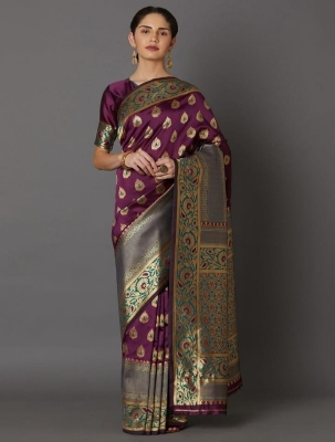 Buy Stylish & Glorious Printed Silk Saree With Blouse Piece FREE  at Best Price In Bangladesh