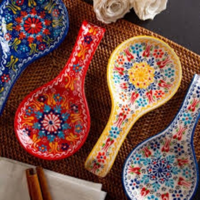 Buy 8 Inch Turkish Hand Printed Ceramic Spoon Holder   at Best Price In Bangladesh
