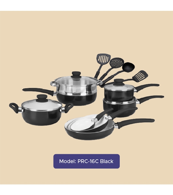 Picture of Gazi Non-Stick Cookware Set PRC-16C Black (Best Price)