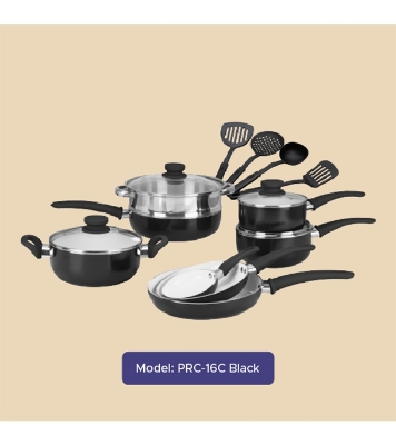 Picture of Gazi Non-Stick Cookware Set PRC-16C Black (Best Price)