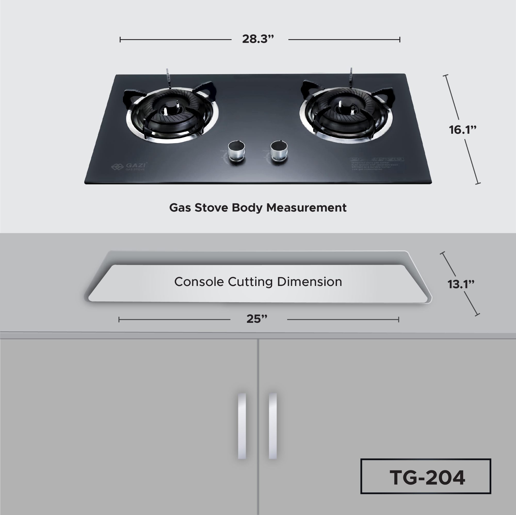 Buy Gazi Smiss Double Burner Steel Body Gas Stove TG-204 (Best Price) Online at Best Price
