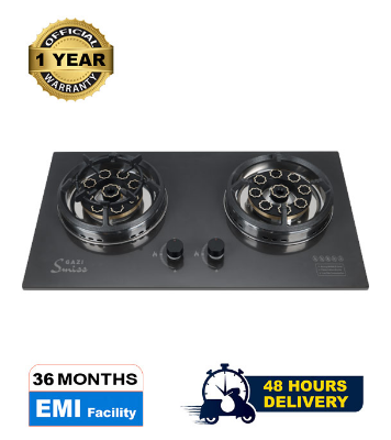 Buy Gazi Smiss Gas Stove High Quality Ceramic Marble Double Burner GH-8202M Online at Best Price	