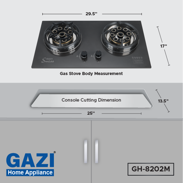 Buy Gazi Smiss Gas Stove High Quality Ceramic Marble Double Burner GH-8202M Online at Best Price