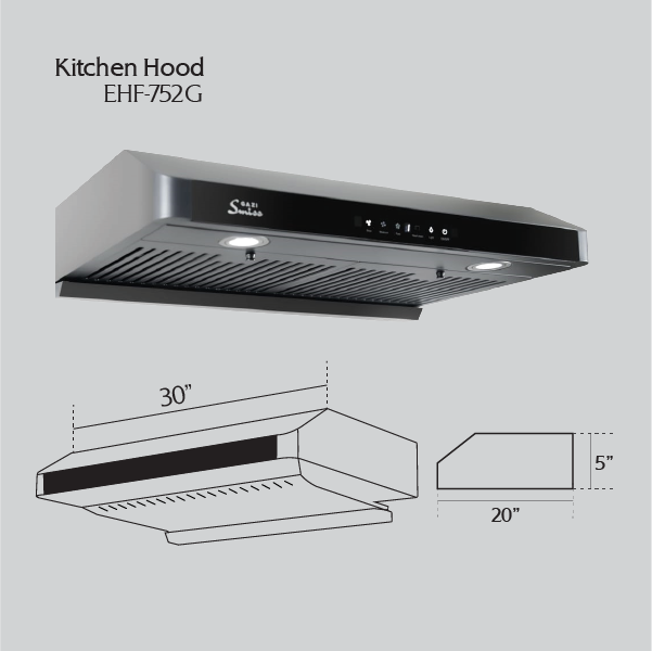 Buy Gazi Smiss Kitchen Hood EH-F752G 35 inch Online at Best Price