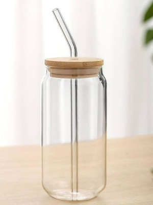 Buy Elegant Juice Cocktail Mocktail Glass Solid Mug with Airtight Wooden Lid and Easy Cleaning Straw  at Best Price In Bangladesh