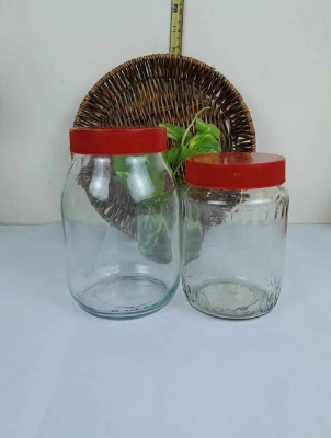 Buy রাউন্ড শেইপ ২ পিছের সেট কাচের বৈয়ম ১০০০, ৭০০ এমএল at Best Price In Bangladesh