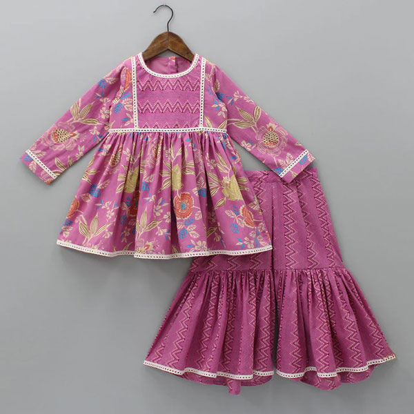 Buy Multicolor Floral Full sleeve tops with Sharara  at Best Price In Bangladesh