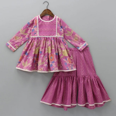 Buy Multicolor Floral Full sleeve tops with Sharara  at Best Price In Bangladesh