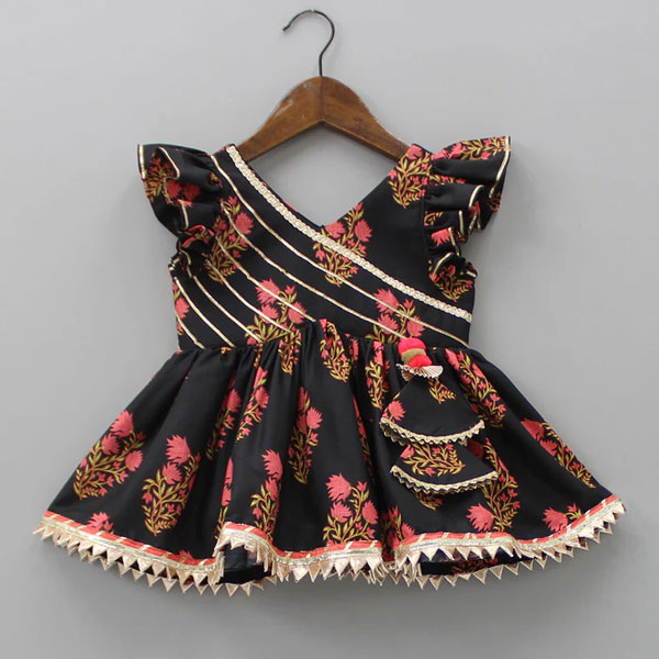 Buy Multicolor Floral Top with Sharara and Gota Lace Dupatta  at Best Price In Bangladesh