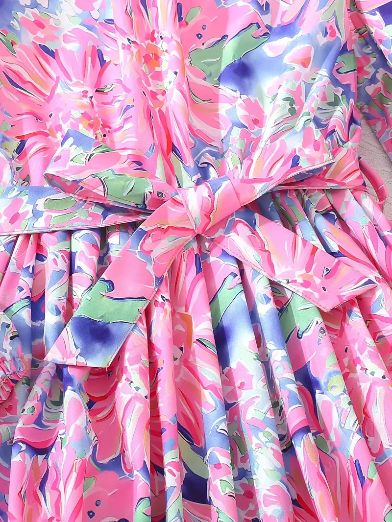 Buy  Elegant Floral Full-Sleeve Fit & Flare Gown for Girls - Princess Flower Party Dress at Best Price In Bangladesh