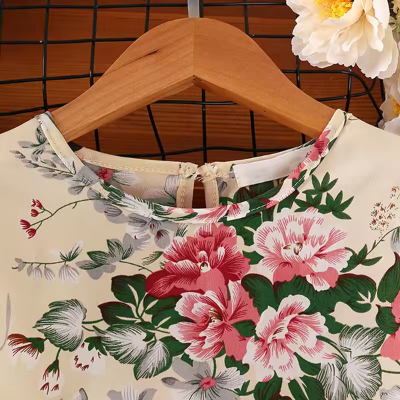 Buy Elegant Floral Full-Sleeve Fit & Flare Gown for Girls - Princess Flower Party Dress 1761 at Best Price In Bangladesh