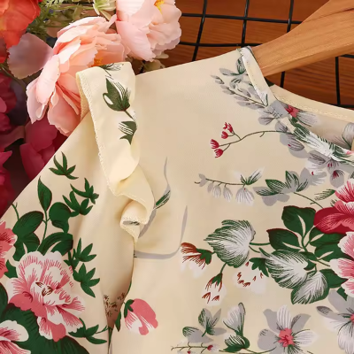 Buy Elegant Floral Full-Sleeve Fit & Flare Gown for Girls - Princess Flower Party Dress 1761 at Best Price In Bangladesh