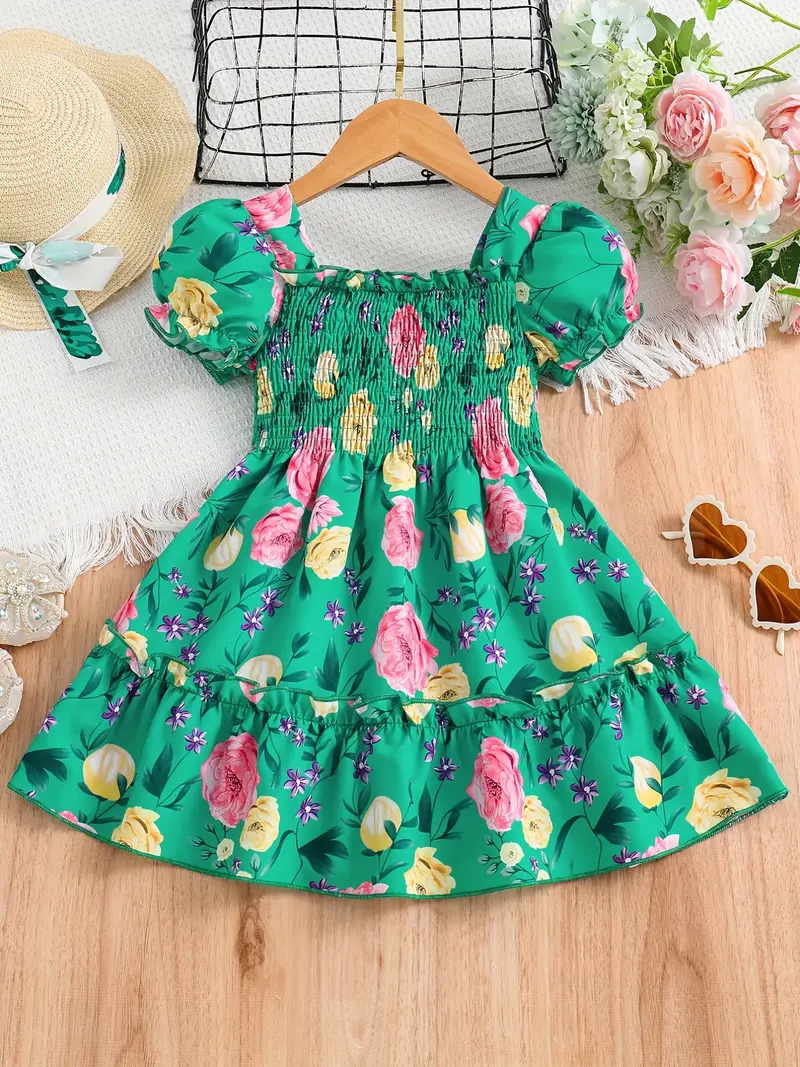 Buy Adorable Girls Floral Puff Sleeve Dress Trendy Wear Party Dress For Baby Girls at Best Price In Bangladesh