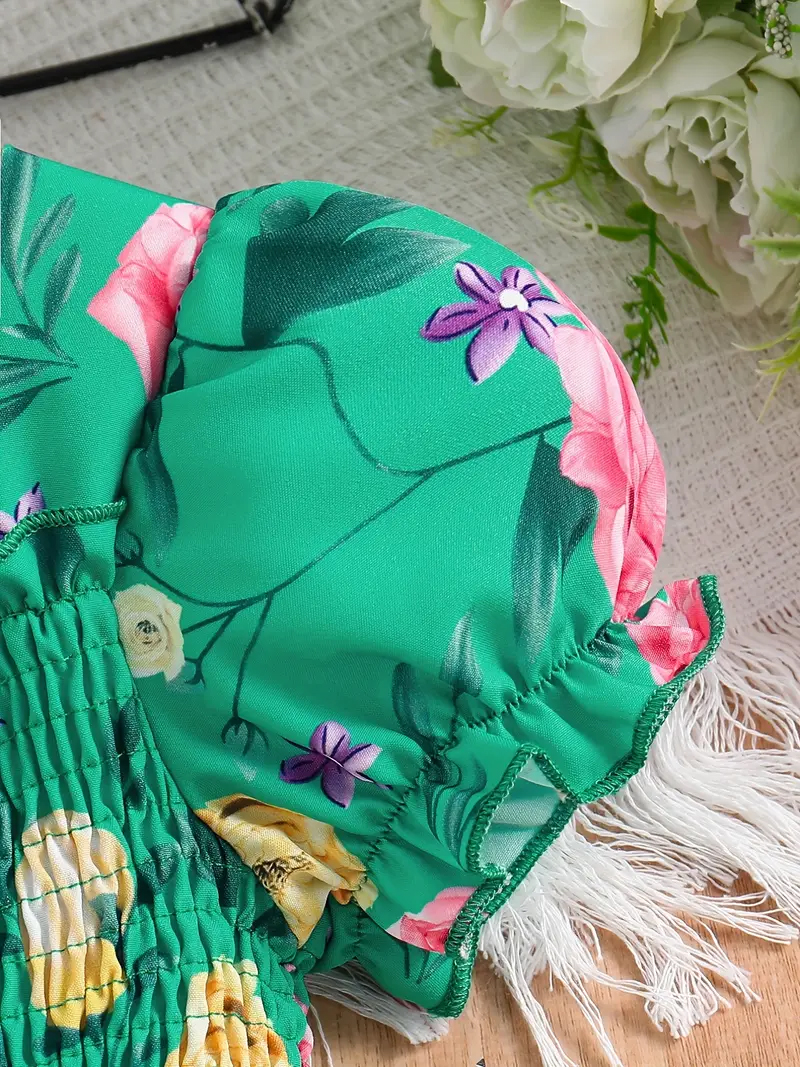 Buy Adorable Girls Floral Puff Sleeve Dress Trendy Wear Party Dress For Baby Girls at Best Price In Bangladesh