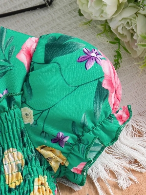 Buy Adorable Girls Floral Puff Sleeve Dress Trendy Wear Party Dress For Baby Girls at Best Price In Bangladesh