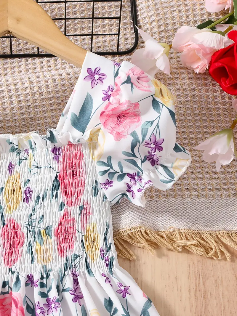 Buy Adorable Girls Floral Puff Sleeve Dress Trendy Wear Party Dress For Baby Girls  at Best Price In Bangladesh