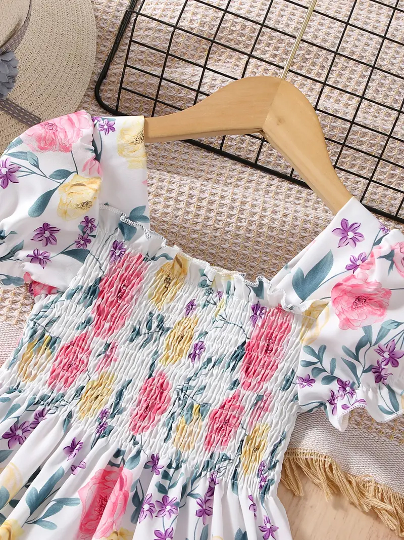 Buy Adorable Girls Floral Puff Sleeve Dress Trendy Wear Party Dress For Baby Girls  at Best Price In Bangladesh