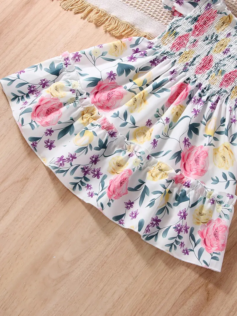 Buy Adorable Girls Floral Puff Sleeve Dress Trendy Wear Party Dress For Baby Girls  at Best Price In Bangladesh