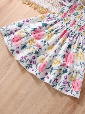 Buy Adorable Girls Floral Puff Sleeve Dress Trendy Wear Party Dress For Baby Girls  at Best Price In Bangladesh