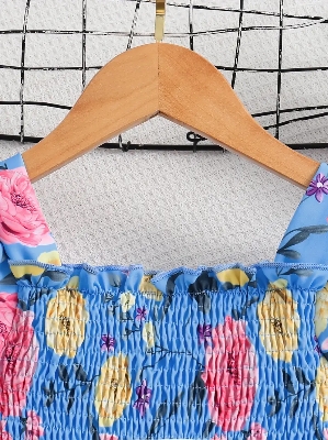 Buy Adorable Girls Floral Puff Sleeve Dress Trendy Wear Party Dress For Baby Girls  at Best Price In Bangladesh