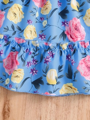 Buy Adorable Girls Floral Puff Sleeve Dress Trendy Wear Party Dress For Baby Girls  at Best Price In Bangladesh