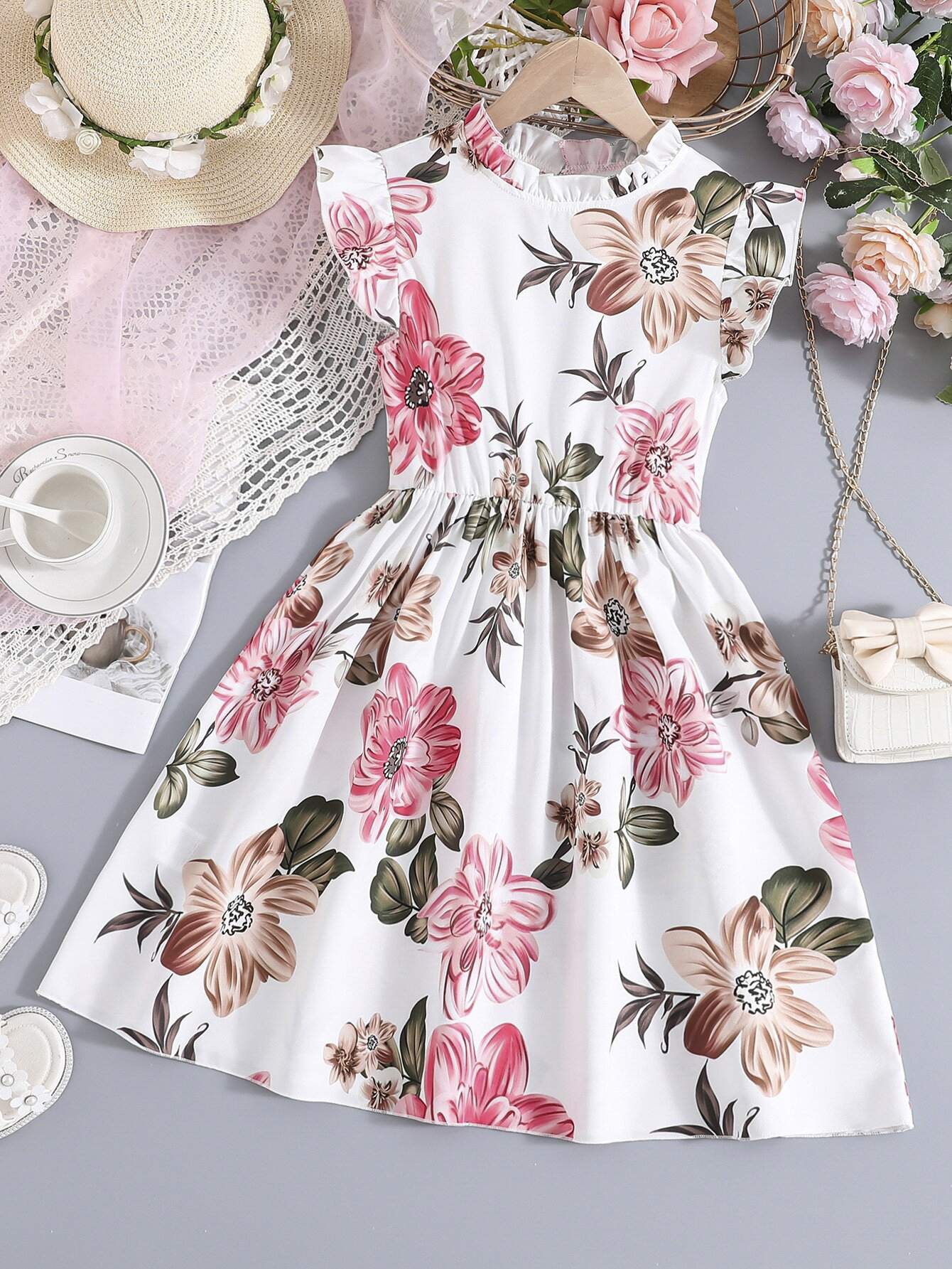 Buy Flower Gown Elegant Floral Fit & Flare sleeveless Party Dress For Baby Girls at Best Price In Bangladesh