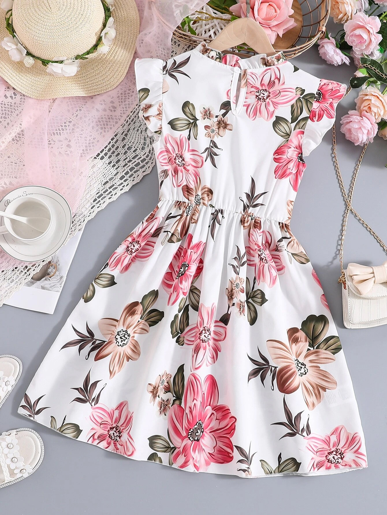Buy Flower Gown Elegant Floral Fit & Flare sleeveless Party Dress For Baby Girls at Best Price In Bangladesh