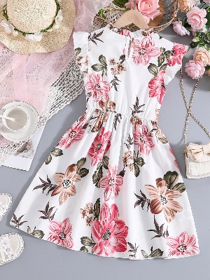 Buy Flower Gown Elegant Floral Fit & Flare sleeveless Party Dress For Baby Girls at Best Price In Bangladesh