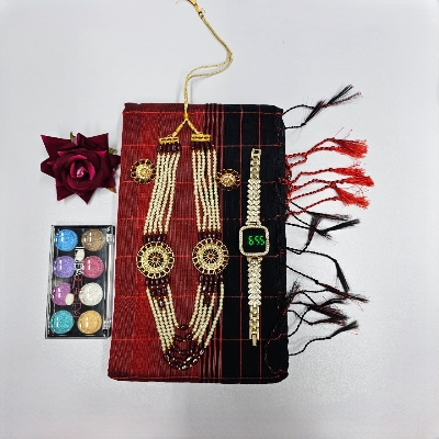 Buy Combo Pack for Women - Sharee+Watches+Neckless Set+Make Up Box+Flowers at best price In Bangladesh
