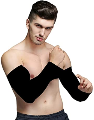 Picture of 1 Pair Arm Sleeves Bicycle Sleeves UV Protection Running Cycling hand Sleeves Sunscreen Arm Warmer for Men Women Black Color