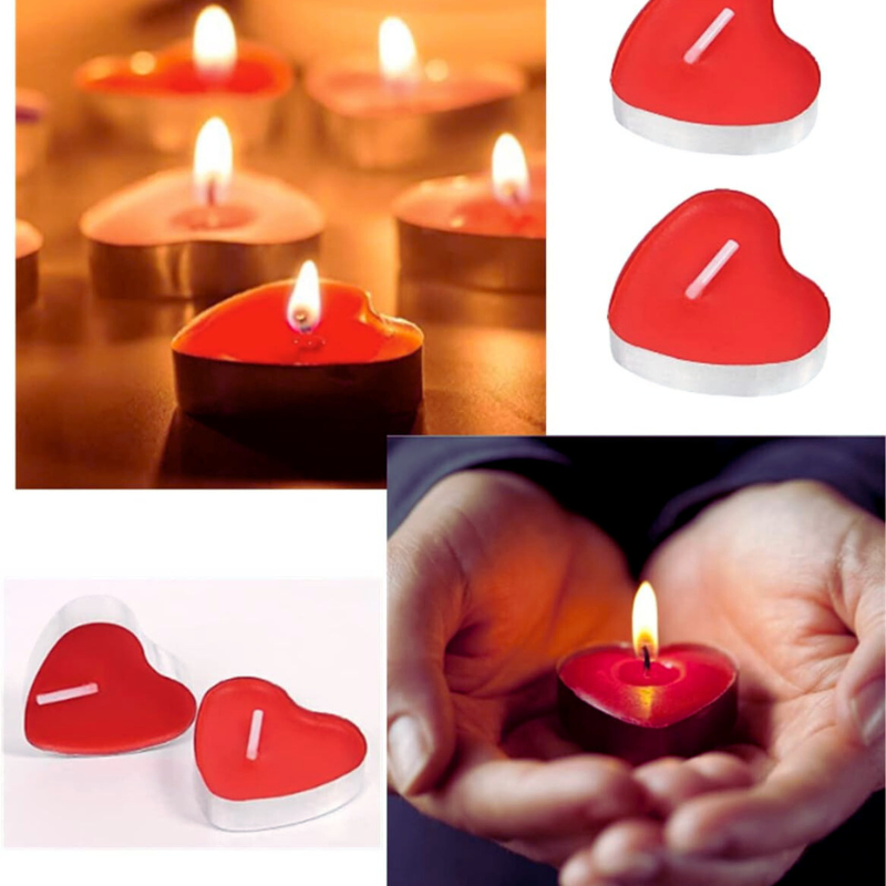 Heart Shaped Love Candles, Ideal for Wedding, Birthday, Party, and Festival Decoration- (Pack of 50 Pcs)