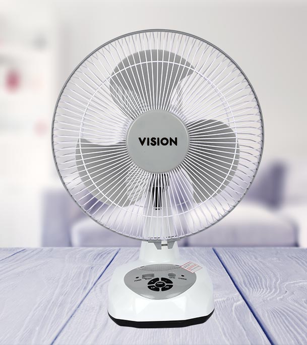 Buy VISION Rechargeable Table Fan 12" White With USB Charger at Best PRice 