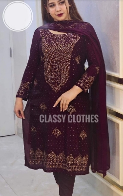 Buy Stone Three Piece Georgette Shalwar Kameez set at Price In Bangladesh
