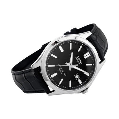 Buy Casio MTS-100L-1AV Enticer Sapphire Date Black Leather Belt Men’s Watch at Best Price In Bangladesh