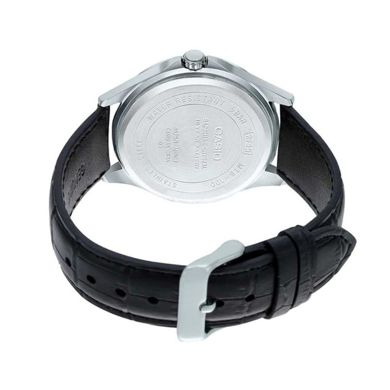 Buy Casio MTS-100L-1AV Enticer Sapphire Date Black Leather Belt Men’s Watch at Best Price In Bangladesh
