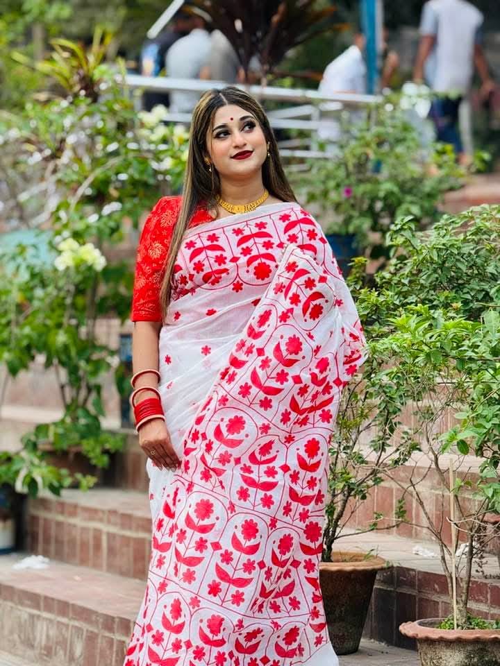 Buy Halfsilk afsan print saree Online in Bangladesh