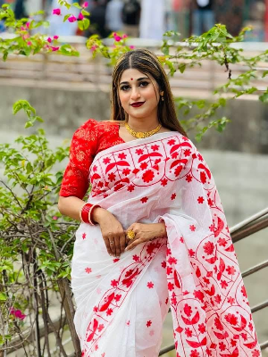 Buy Halfsilk afsan print saree Online in Bangladesh