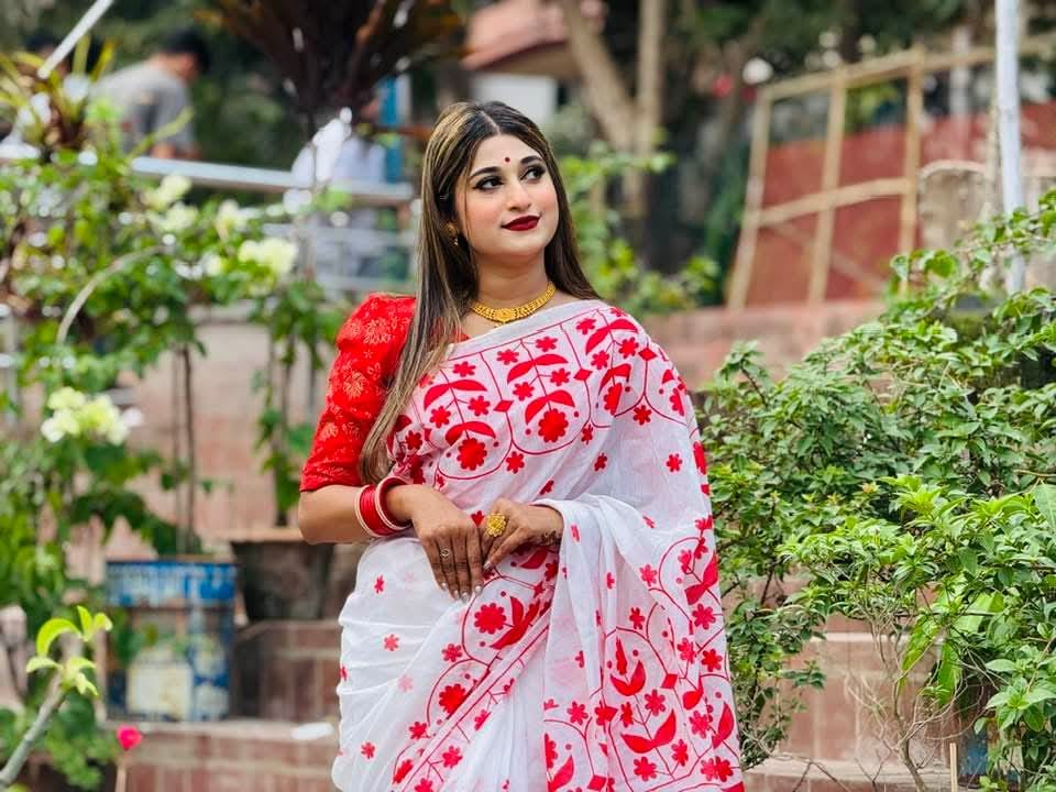 Buy Halfsilk afsan print saree Online in Bangladesh