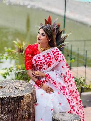 Buy Halfsilk afsan print saree Online in Bangladesh