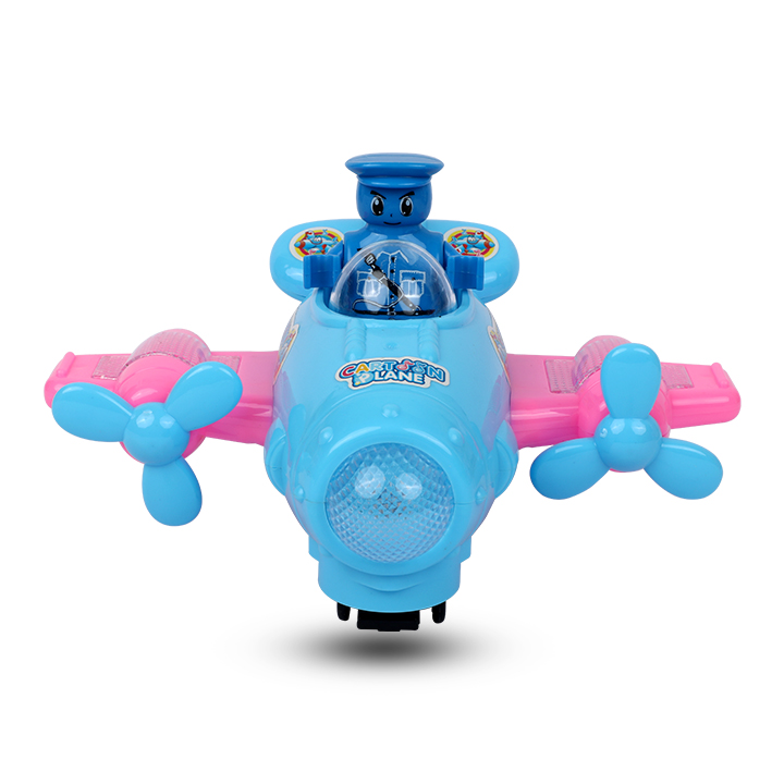 Picture of Light-Up Airplane Toy with Colorful Moving Gears, Music, and LED Effects Blue Color