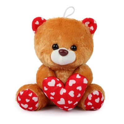 Picture of Cute Brown Teddy Bear Stuffed Toy with Red Heart