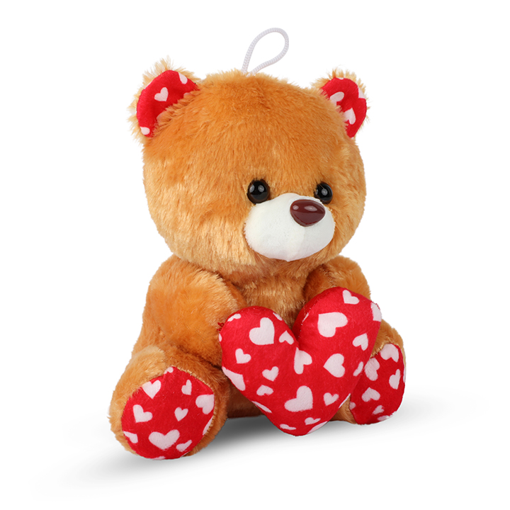 Picture of Cute Brown Teddy Bear Stuffed Toy with Red Heart