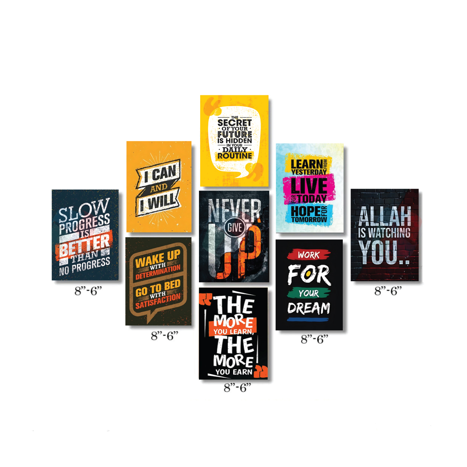 Buy  Motivational quotes pvc board 9 pieces combo set with free both side tape    at Best Price in Bangladesh