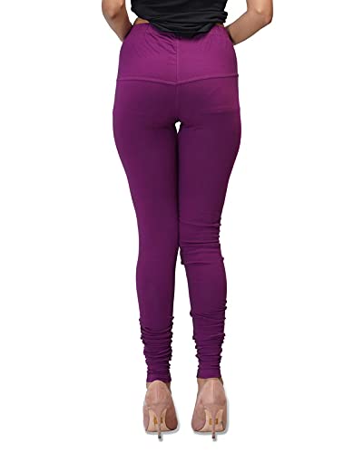 Picture of Purple color Women/Girl Leggings Fabrics Cotton Long Churidar Ties Pant Leggings