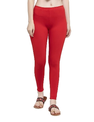 Picture of Red color Women/Girl Leggings Fabrics Cotton Long Churidar  Ties Pant Leggings